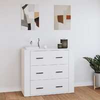  Sideboard High Gloss White 80x33x70 cm Engineered Wood