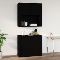 Wall Cabinet Black 80x33x80 cm Engineered Wood