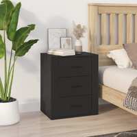  Bedside Cabinet Black 50x36x60 cm Engineered Wood