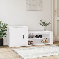  Shoe Cabinet White 130x35x54 cm Engineered Wood