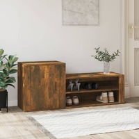  Shoe Cabinet Smoked Oak 130x35x54 cm Engineered Wood