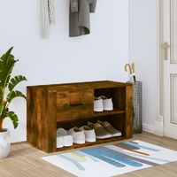  Shoe Cabinet Smoked Oak 80x35x45 cm Engineered Wood