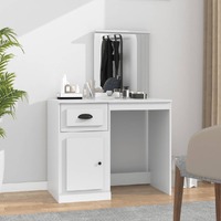  Dressing Table with Mirror White 90x50x132.5 cm Engineered Wood