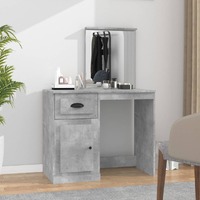  Dressing Table with Mirror Concrete Grey 90x50x132.5 cm Engineered Wood