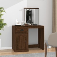  Dressing Table with Mirror Brown Oak 90x50x132.5 cm Engineered Wood