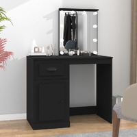  Dressing Table with LED Black 90x50x132.5 cm Engineered Wood