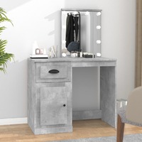  Dressing Table with LED Concrete Grey 90x50x132.5 cm Engineered Wood