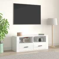  TV Cabinet High Gloss White 100x35x40 cm Engineered Wood