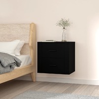  Wall-mounted Bedside Cabinet Black 50x36x47 cm