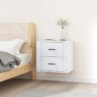  Wall-mounted Bedside Cabinet High Gloss White 50x36x47 cm