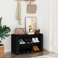  Shoe Rack Black 75x35x45 cm Engineered Wood
