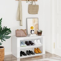  Shoe Rack High Gloss White 75x35x45 cm Engineered Wood