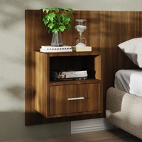  Wall-mounted Bedside Cabinet Brown Oak