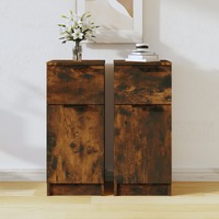  Sideboards 2 pcs Smoked Oak 30x30x70 cm Engineered Wood