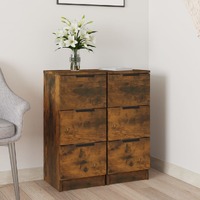  Sideboards 2 pcs Smoked Oak 30x30x70 cm Engineered Wood
