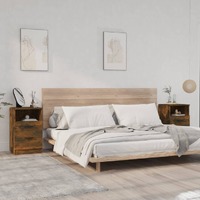  Bedside Cabinets 2 pcs Smoked Oak Engineered Wood