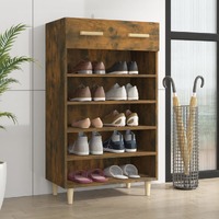  Shoe Cabinet Smoked Oak 60x35x105 cm Engineered Wood