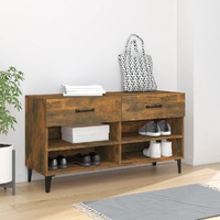  Shoe Cabinet Smoked Oak 102x35x55 cm Engineered Wood