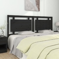  Bed Headboard Black 185.5 cm Solid Wood Pine