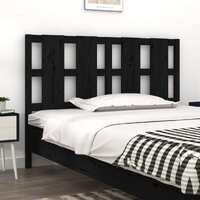  Bed Headboard Black 140.5 cm Solid Wood Pine