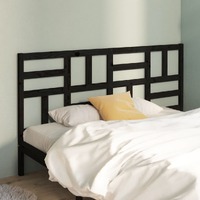  Bed Headboard Black 186 cm Solid Wood Pine
