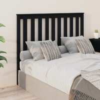  Bed Headboard Black 141 cm Solid Wood Pine