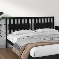  Bed Headboard Black 185.5 cm Solid Wood Pine