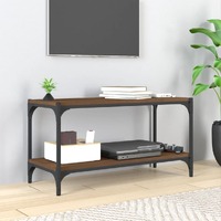  TV Cabinet Brown Oak 80x33x41 cm Engineered Wood and Steel