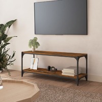 TV Cabinet Smoked Oak 100x33x41 cm Engineered Wood and Steel