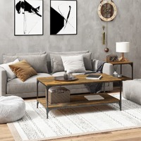  Coffee Table Smoked Oak 100x50x40 cm Engineered Wood