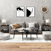  Side Tables 2 pcs Black 40x40x40 cm Engineered Wood