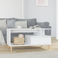  Coffee Table High Gloss White 90x49x45 cm Engineered Wood