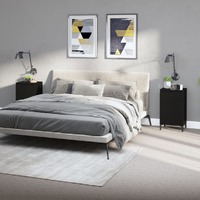  Bedside Cabinets 2 pcs Black 40x35x70 cm Engineered Wood