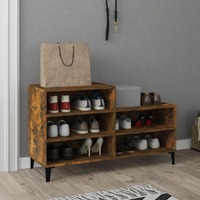  Shoe Cabinet Smoked Oak 102x36x60 cm Engineered Wood