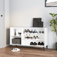  Shoe Cabinet High Gloss White 102x36x60 cm Engineered Wood