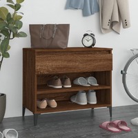 Shoe Cabinet Smoked Oak 70x36x60 cm Engineered Wood