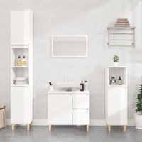 Bathroom Cabinet High Gloss White 30x30x190 cm Engineered Wood