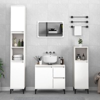  Bathroom Cabinet White 30x30x190 cm Engineered Wood