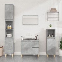  Bathroom Cabinet Concrete Grey 30x30x100 cm Engineered Wood