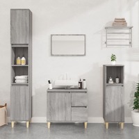  Bathroom Cabinet Grey Sonoma 30x30x100 cm Engineered Wood