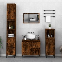  Bathroom Cabinet Smoked Oak 30x30x100 cm Engineered Wood