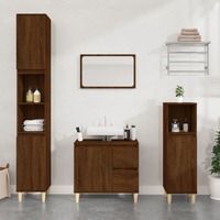  Bathroom Cabinet Brown Oak 65x33x60 cm Engineered Wood