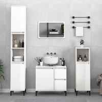  Bathroom Cabinet High Gloss White 65x33x60 cm Engineered Wood