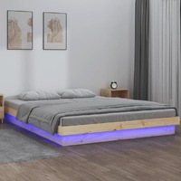  LED Bed Frame without Mattress 150x200 cm Solid Wood