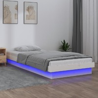  LED Bed Frame without Mattress White 90x190 cm Solid Wood
