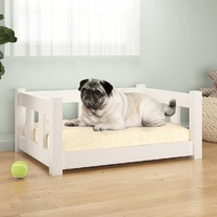  Dog Bed White 65.5x50.5x28 cm Solid Wood Pine