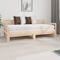  Pull-out Day Bed without Mattress Solid Wood Pine 2x(90x190) cm