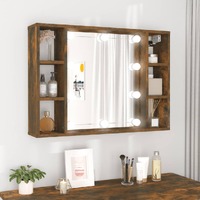  Mirror Cabinet with LED Smoked Oak 76x15x55 cm