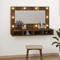  Mirror Cabinet with LED Smoked Oak 90x31.5x62 cm