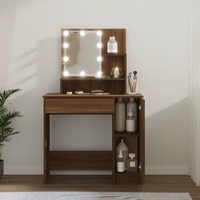  Dressing Table with LED Brown Oak 86.5x35x136 cm